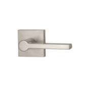 Weslock Brady Passage Door Lever Set with Square Rose from the Transitional Collection Satin Nickel